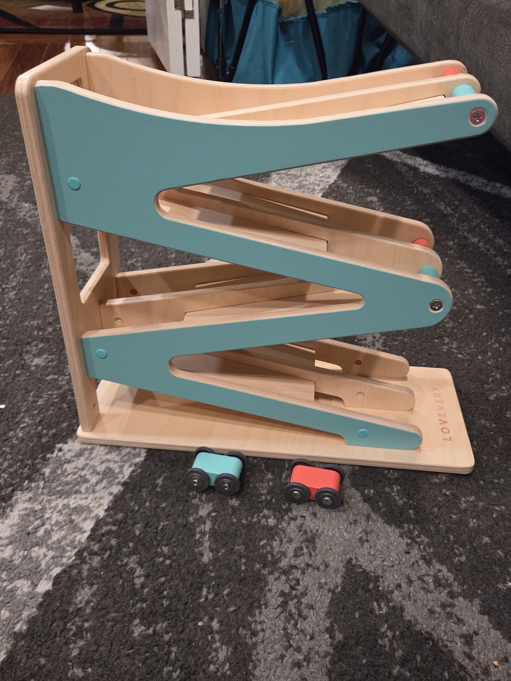 Lovevery Race and Chase Ramp With Cars